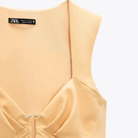 Zara Yellow Sweetheart Neckline Bodysuit Women’s Size XS - Picture 8 of 8